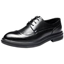 QUINTRA Business-Kleidung für Herren, Freizeitschuhe, britische, Spitze, einfarbige Lederschuhe zum Schnüren Herren Winter Schuhe Fell (Black, 42) von QUINTRA