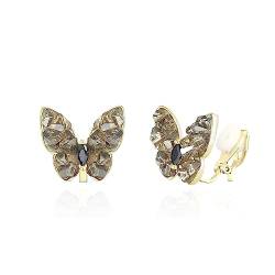 QUKE Hellgrau Schmetterling Form Shell Gold Ton Nicht Pierced Ohr Clip Auf Ohrringe für Frauen Mädchen von QUKE