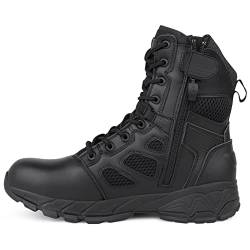 QUNLON Militär Stiefel Herren Kampfstiefel Herren Schwarz Springerstiefel Einsatzstiefel Herren Atmungsaktiver Tactical Boots Bundeswehr Stiefel mit YKK-Zipper-42EU von QUNLON