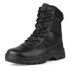 QUNLON Springerstiefel Herren Militär Stiefel Kampfstiefel Herren Zipper Einsatzstiefel Herren Bundeswehr Stiefel Herren Atmungsaktiv Tactical Boots-Schwarz 40EU von QUNLON