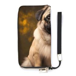 QWHJK Minimalistische Geldbörse für Herren, Mops-Aufdruck, faltbare Geldbörse, niedliche Geldbörse, Reisebrieftasche, Mops, 20 x 10,5 cm, modern, Mops, 20x10.5cm, Modern von QWHJK