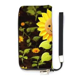 QWHJK Minimalistische Geldbörse für Herren, niedlicher Sonnenblumen-Druck, faltbare Geldbörse, Reisebrieftasche, Damen, niedliche Sonnenblume, 20 x 10,5 cm, modern, Süße Sonnenblume, 20x10.5cm, Modern von QWHJK