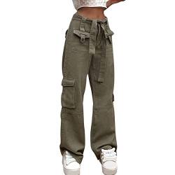 QWUVEDS Jugendliche Mädchen Klamotten Frauen mehrere Taschen Jeans Breitbein gerade Demin Cargo Hosen Freizeithose Jeanshosen Für Damen Mit Löcher von QWUVEDS