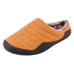 QWUVEDS Männer Frauen Winter große Größe übergroße einfarbige dicke warme Baumwollhausschuhe drinnen draußen rutschfeste weiche Innenschicht Heimschuhe Fitnessschuhe Herren Schuhe Winter (Yellow, 45) von QWUVEDS