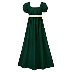 QWUVEDS dienstmädchen Outfit dienstmädchen kostüm dienstmädchen Kleid Regency-Kleider für Damen mit Satin-schärpe, gerüschten puffärmeln, Empire-Taille mittelalterliche lockere Bluse von QWUVEDS