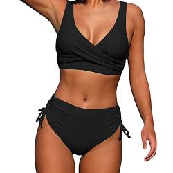 Summer Shirt Herren 2023 Frau Split Twist Wrap Lace Up Bikini Einfarbig Sexy Hohe Taille Bikini Tank Top Herren Übergröße von QWUVEDS