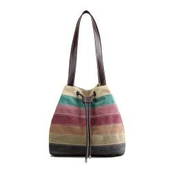 Qaonsciug Bucket Bag Fashion Umhängetasche für Mädchen Frauen Handtasche Vielseitige Segeltuchtasche Große Kapazität Einkaufstasche, R von Qaonsciug