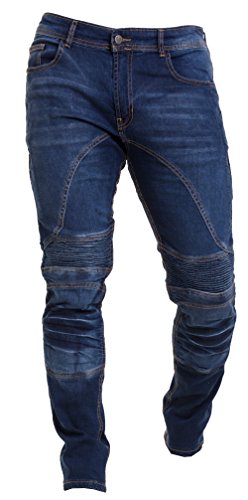 Qaswa Herren Motorradhose Jeans Motorrad Hose Motorradrüstung Schutzauskleidung Motorcycle Biker Pants, Blue, 38W / 32L von Qaswa