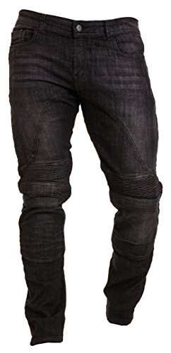 Qaswa Herren Motorradhose Jeans Motorrad Hose Motorradrüstung Schutzauskleidung Motorcycle Biker Pants-34W / 32L-Black von Qaswa