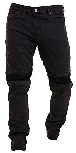 Qaswa Herren Motorradhose Jeans Motorrad Hose Motorradrüstung Schutzauskleidung Motorcycle Biker Pants-40W / 30L-Jet Black von Qaswa