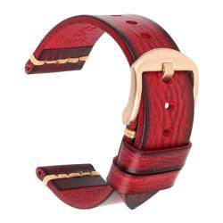 Qgsaghty Lederarmband Herren-Uhrenarmband 18mm 20mm 22mm 24mm Uhrenarmband Handgelenkarmbänder Roségold-Schnalle, Glamourrote Rehe, 26mm von Qgsaghty