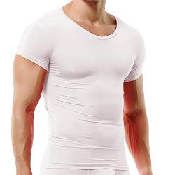 QiaTi Herren Unterhemd Kurze Ärmel T-Shirt Rundhalsausschnitt Slim Fit Body Shaper Unterwäsche für Männer von QiaTi