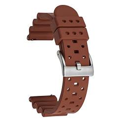 QiaoJun Uhrenarmband,UhrenarmbäNder Silikon 20mm 22mm 24mm Gummi Schnellreleaseband Frauen Männer Sportuhr Band Armband(Brown,20mm) von QiaoJun