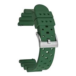 QiaoJun Uhrenarmband,UhrenarmbäNder Silikon 20mm 22mm 24mm Gummi Schnellreleaseband Frauen Männer Sportuhr Band Armband(Green,24mm) von QiaoJun