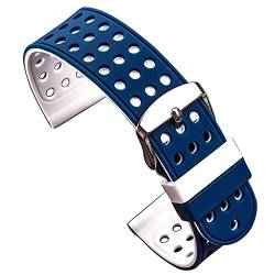 QiaoJun Uhrenarmband,UhrenarmbäNder Silikon Silikonkautschuk Uhr Band Strap sport atmungsaktive atmungsband für frauen männer armbands armband 18 20 22 24mm(Blue and White,20mm) von QiaoJun