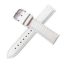 QiaoJun Uhrenarmband,Uhrenarmband Leder Leder Uhrenarmband Uhren Band 22mm 20mm 18mm 19mm 12mm 14mm 16mm 24mm 21mm Uhrenarmbanden Männer Frauen Armband(White,21mm) von QiaoJun