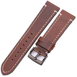 QiaoJun Uhrenarmband,Uhrenarmband Leder Lederarmbands 18mm 20mm 22mm 24mm schwarz dunkelbraune Frauen Männer Rindsleder Uhr Band Strap Gürtel mit Schnalle(Dark brown Black,24mm) von QiaoJun