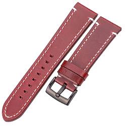 QiaoJun Uhrenarmband,Uhrenarmband Leder Lederarmbands 18mm 20mm 22mm 24mm schwarz dunkelbraune Frauen Männer Rindsleder Uhr Band Strap Gürtel mit Schnalle(Red Brown Black,18mm) von QiaoJun