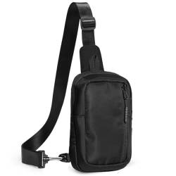 Kleine Sling Bag Leichte Bauchtasche Mini Crossbody Rucksack Casual Persönliche Tasche Tasche Wasserdichte Telefon Brusttasche, Schwarz, 5.1"(L) x 1.6"(W) x 7.9"(H) von Qidelong