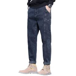 Qikam Trendige Freizeitjeans für Herren, Lockere, lässige Jeans-Hosen für Teenager, Bequeme und verdickte Herren-Jeanshose für Schule, Reisen, Arbeit, Camping, Radfahren von Qikam