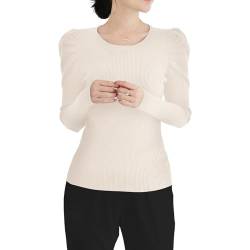 Qin Derdom Damen Rundhalsausschnitt Pullover Flauschige Ärmel Dolman Gestrickt Pollover Leichte Mode Herbst Frühling Winter Pullover Top von Qin Derdom