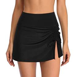 Damen Badeshorts Baderock mit Innenslip Bademode Bikini Rock Hohe Taille Hoserock Sportrock Schwimmshorts Strandrock Damen High Waist Schwimmrock Strandbikini Kurze Rock Badehose Schnell Trocknend von QinMMSPORTS