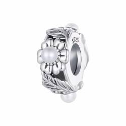 Qings Blume Spacer Charms für Armbänder, 925 Sterling Silber Blumen Reben Charme Blumen Perle Spacer Anhänger für Damen Mädchen von Qings