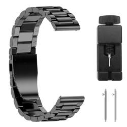 Qsvbeeqj Edelstahl-Armband, kompatibel mit Smartwatch-Armbändern, 22 mm, für Herren und Damen, Metall-Ersatzarmband von Qsvbeeqj