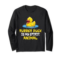 Badeente Geist Tier Lustig Gummiente Liebhaber Männer Frauen Langarmshirt von Quacktastic Duck Party Outfit