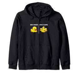 Lustiges Spielzeug Gummiente How it Started How It's Going Kids Kapuzenjacke von Quacktastic Duck Party Outfit