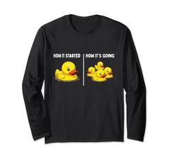 Lustiges Spielzeug Gummiente How it Started How It's Going Kids Langarmshirt von Quacktastic Duck Party Outfit