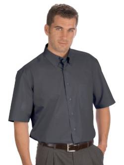 QUALITYSHIRTS Kurzarm Uni Hemd Button Down, Gr. 5XL (51/52), anthrazit von QUALITYSHIRTS