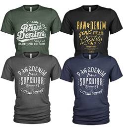 4er-Pack lässiges Herren-T-Shirt-Set mit O-Ausschnitt, Freizeitkleidung von Quarter Mile Clothing