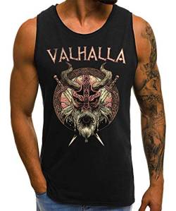 Quattro Formatee Wikinger Viking Valhalla Odin Thor Nordmann Wolf Nordische Mythologie Skal Norse D Herren Männer Tank Top | Schwarz | XL von Quattro Formatee