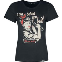 Queen Kerosin - Rockabilly T-Shirt - I Can Serve You - XS bis 3XL - für Damen - Größe M - schwarz von Queen Kerosin