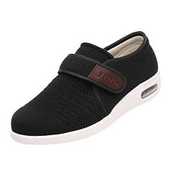 Herren Damen Therapieschuhe,Verstellbare Arthritis-Ödeme, geschwollene Hausschuhe, leichte, extra breite Sandalen für ältere, geschwollene Füße,Black▁48 von Quiteyan