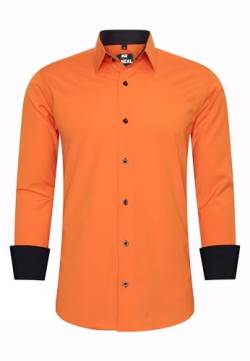 R-Neal Business-Hemd Herren Kontrast Hemd Hochzeit-Hemd Slim Fit Hemden Stretchhemd S - 4XL G44, Farbe:Orange, Größe:2XL von R-Neal