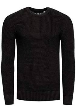 R-Neal Strickpullover Herren Basic Business Rundhalspullover Crew Neck Langarm Strick Pulli Rundhals-Ausschnitt für Männer 383, Farbe:Schwarz, Größe:XL von R-Neal