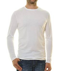 RAGMAN Herren Langarm Shirt mit rundhals Bodyfit Weiss-006 M von RAGMAN