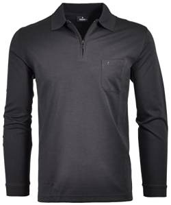 Ragman Herren Softknit-Poloshirt Langarm mit Zip L Schwarz von RAGMAN