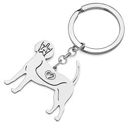 RAIDIN Edelstahl 18K Gold Silber Plattiert Süße Schlüsselanhänger Hund Schlüsselring für Damen Mädchen Geschenke Auto Geldbeutel Schlüssel Zubehör (Silber-088 Beagle) von RAIDIN