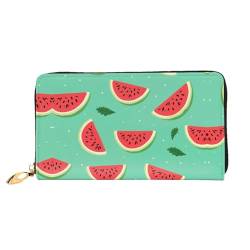 RAIZHE Rote Wassermelone Leder Geldbörse Wasserdicht Reißverschluss Design 12 Kreditkartenfächer 3 Full Pocket Cash Slots Geldbörse für Frauen Weiche Brieftasche Münzbörse, Schwarz , Einheitsgröße von RAIZHE