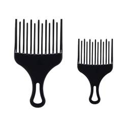 Haarstyling-Werkzeuge 2 Stück Haarentwirrungskamm Afro-Pick-Friseurkamm Kamm Breitzahn-Haarflechtwerkzeuge Kämme aus Holz (Color : Nero, Size : Size 1) von RAZZUM