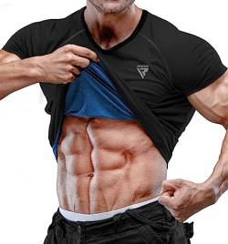 RDX Sweat T-Shirt Männer Schwitzanzug, Neopren Sauna Shirt Fitness Trainer Taille, Gym Tank Top für Shapewear Gewichtsverlust Abnehmen Body Shaper Workout Yoga Bodybuilding Laufen von RDX