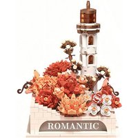 REDOM Konstruktions-Spielset Blumenstrauß Bauklötze Set Blumen Leuchtturm Baustein DIY Bauspielzeug, (Ostergeschenk kreatives Spielzeug mit LED Streifen Geschenkbox, Geschenkidee Leuchtturm-Garten-Baukasten Kinder Jugendliche Erwachsene), Mädchen Paare DIY Spielzeugs einzigartige Dekoration Zuhause Display von REDOM