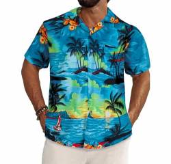 Hawaii-Hemd für Herren, kurzärmelig, Strand, Urlaub, Sonnenbrille, Stil, Kostüm, Hawaii, Rose, XXL von REDSTAR