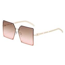 REITINGE Rahmenlose Sonnenbrille, Vintage, randlos, rechteckig, rahmenlos, quadratisch, UV-Sonnenbrille, Strand-Sonnenbrille, Teepulver mit weißem Rahmen von REITINGE