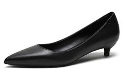 Damen Kitten Low Heels Pumps Matte Pointed-Toe Wide Pump Schuhe Schwarz 42 EU von REKALFO