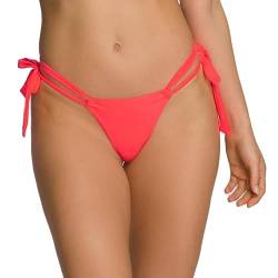 RELLECIGA Damen Bademode Bikinihose Tanga-Unterteil Verstellbar mit Schnürchen Thong Bottom Neon Coral L von RELLECIGA