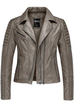 REPUBLIX Damen Echtleder Jacke Biker Zipper Lederjacke RJ-8003 Grau M von REPUBLIX